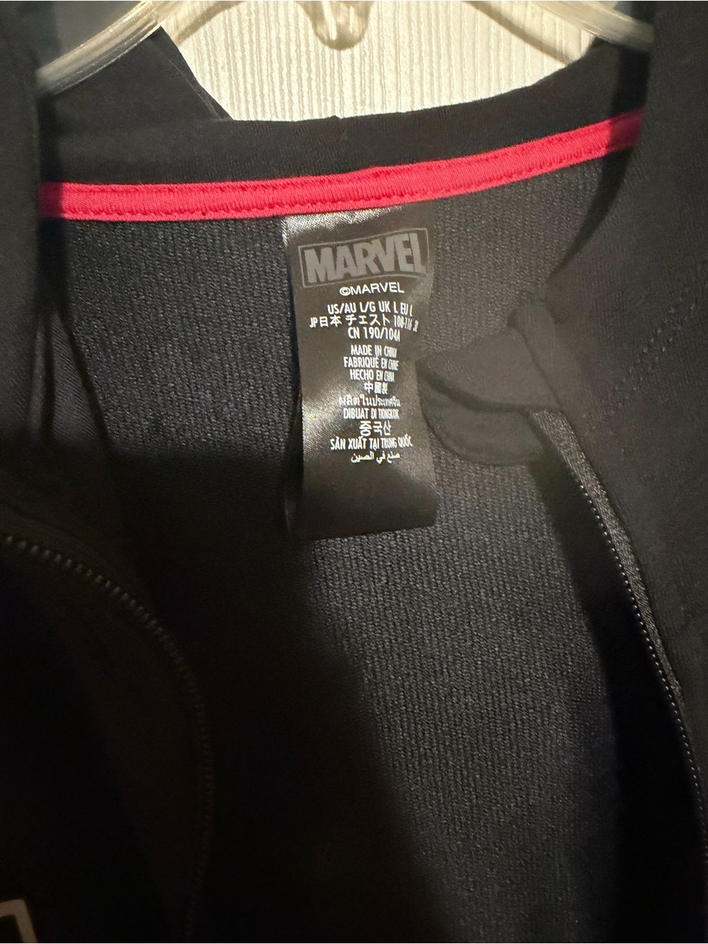 Marvel Black Zip-Up Hoodie with Subtle Text Detail - Picture 4 of 6